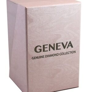 Geneva Ladies Genuine Diamond Dial 34mm Rose Tone Brown Strap Watch